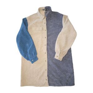 Nasty Gal  Womens Sz 4 Button Up Corduroy Color Block Shirt Dress‎ Tunic